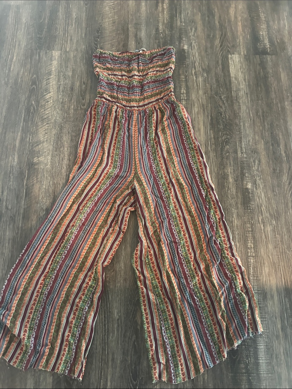 EARTHBOUND Multicolor Striped Strapless Wide-Leg Jumpsuit